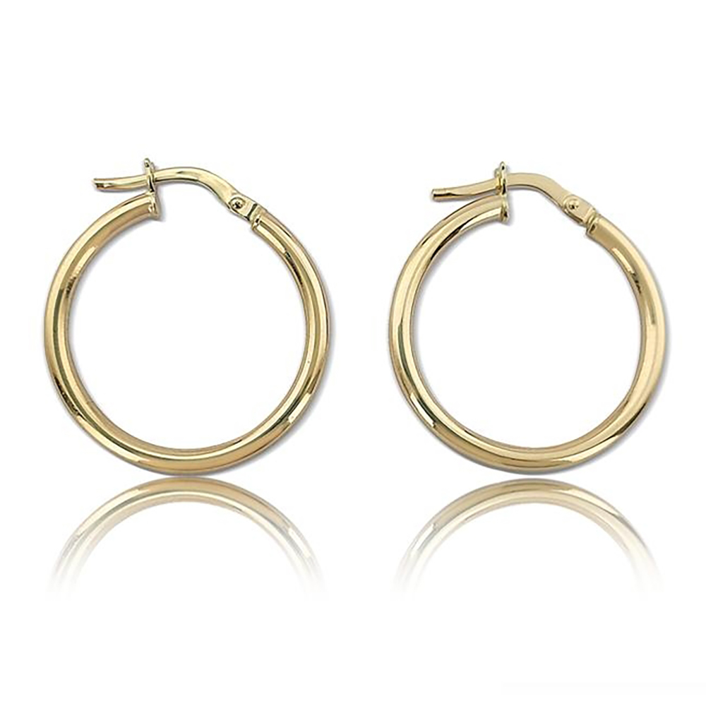 14ct Yellow Gold 22mm Tube Hoop Earrings LG20