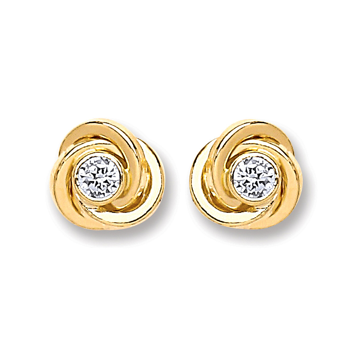 9ct Gold Cz Knot Studs