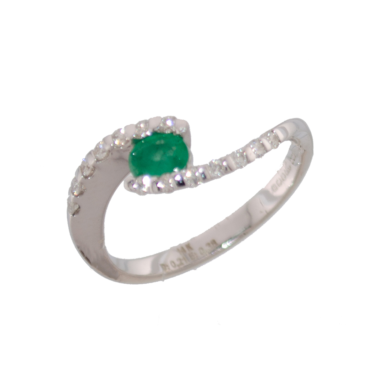 14ct White Gold with Emerald and Diamond Ring ABC722-175016