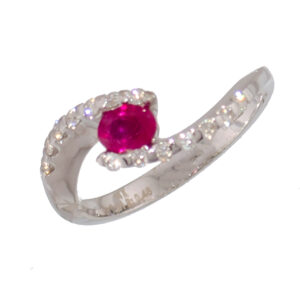 14ct White Gold with Ruby and Diamond Ring