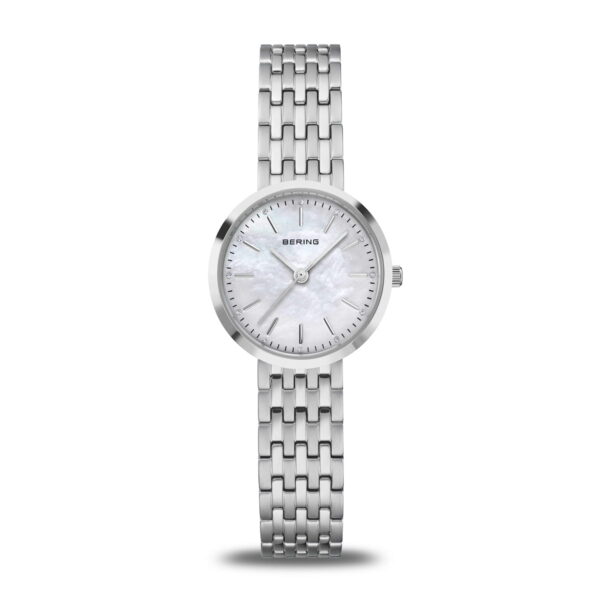 Bering polished silver White mother-of-pearl Dial Ladies Watch 19126-700