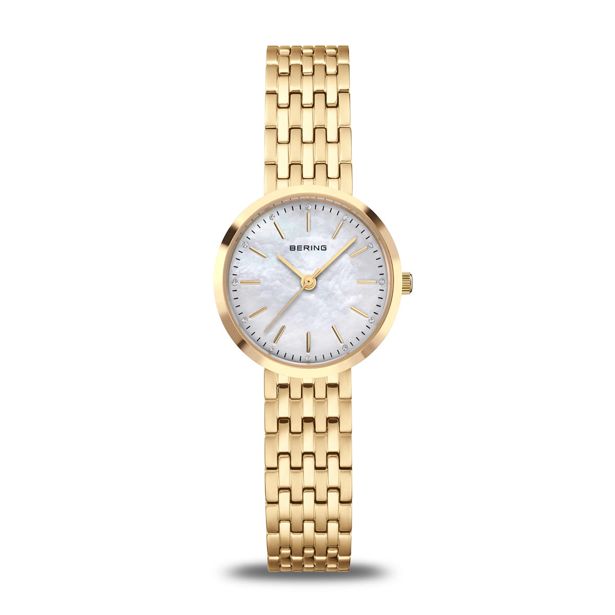 Bering polished Gold White mother-of-pearl Dial Ladies Watch 19126-734