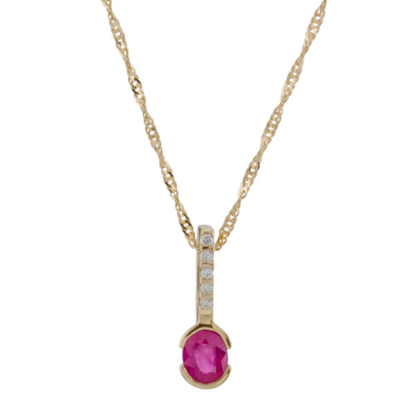 Red ruby and Diamond yellow Gold Pendant Necklace 00BP400-ABC